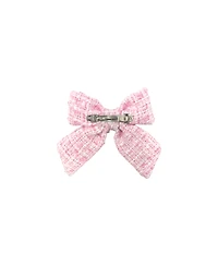 Bits & Bows Girls Tweed Hair Bow Barrette in Pink