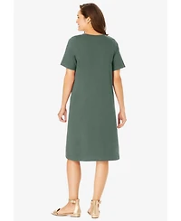 Woman Within Women's Perfect Short-Sleeve V-Neck Tee Dress