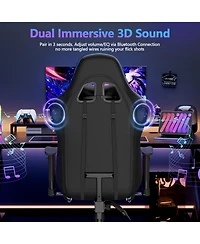 Mr Ironstone Gaming Chair with Speakers and Led Lights Ergonomic Massage Computer Gaming Chair with Broaden Cusion and Footrest High Back Video Game C