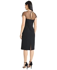 Maggy London Women's Mesh Shoulder Detail Midi Dress