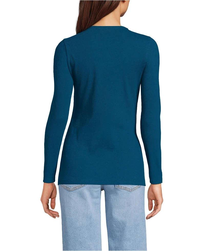 Lands' End Women's Long Sleeve Micro Rib T-Shirt