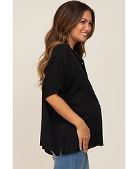 Pinkblush Maternity Black Button Up Dolman Short Sleeve Top