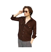 Campus Sutra Men's Chocolate Brown Tactile Utility Shirt
