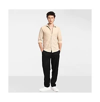 Campus Sutra Men's Saltbox Beige Self-Design Wave Shirt