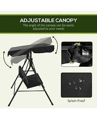 Flynama Outsunny 3-Person Patio Swing Chair with Adjustable Canopy