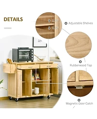 Halifax North America Natural Kitchen Island: 54" Wide Cart with Drawers and Tool Caddy