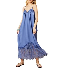 Oasis Babydoll Floaty Lace Detail Maxi Dress