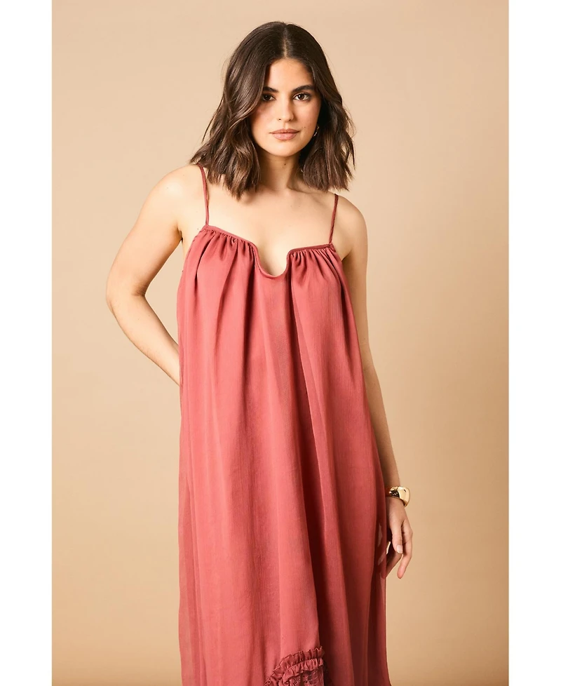 Oasis Babydoll Floaty Lace Detail Maxi Dress