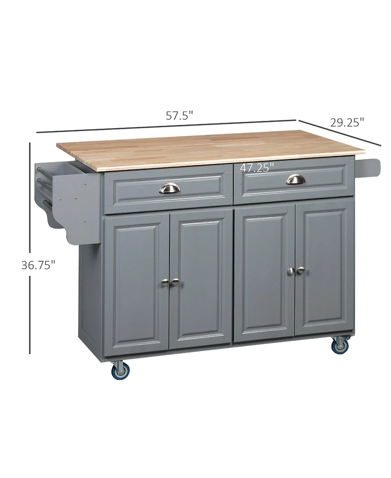 Halifax North America Dark Gray Kitchen Helper: Utility Cart with Drop-Leaf & Rubber Wood Top