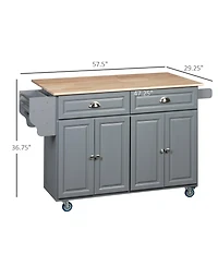 Halifax North America Dark Gray Kitchen Helper: Utility Cart with Drop-Leaf & Rubber Wood Top