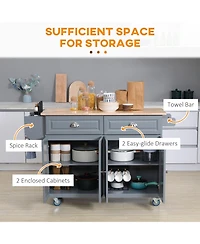 Halifax North America Dark Gray Kitchen Helper: Utility Cart with Drop-Leaf & Rubber Wood Top