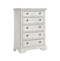 Westwood Design Olivia 5-Drawer Traditional Wood Chest in Brushed White