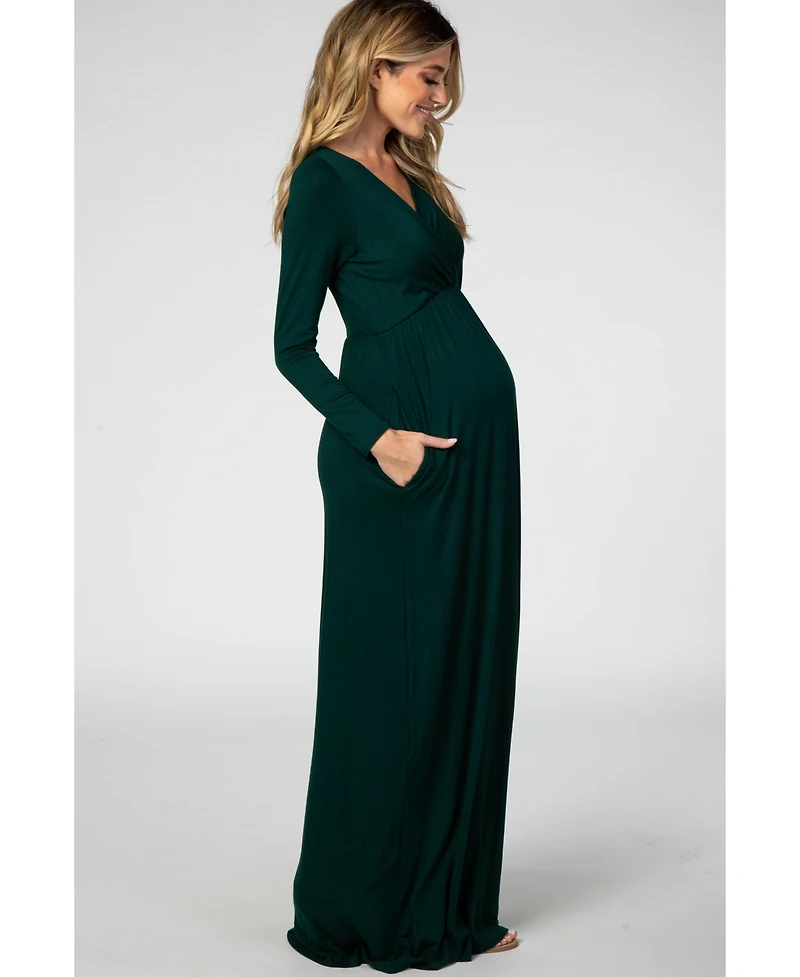 Pinkblush Maternity Green Long Sleeve Nursing Maxi Dress