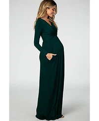Pinkblush Maternity Green Long Sleeve Nursing Maxi Dress