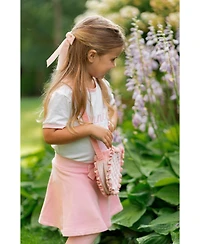 Bits & Bows Girls Velvet Ruffle Heart Purse in Pink