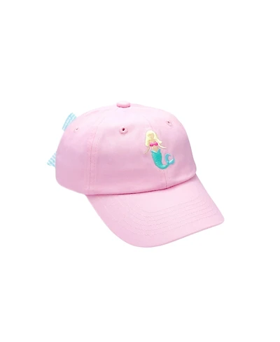 Bits & Bows Girls' Mermaid Twill Bow Baseball Hat in Pink