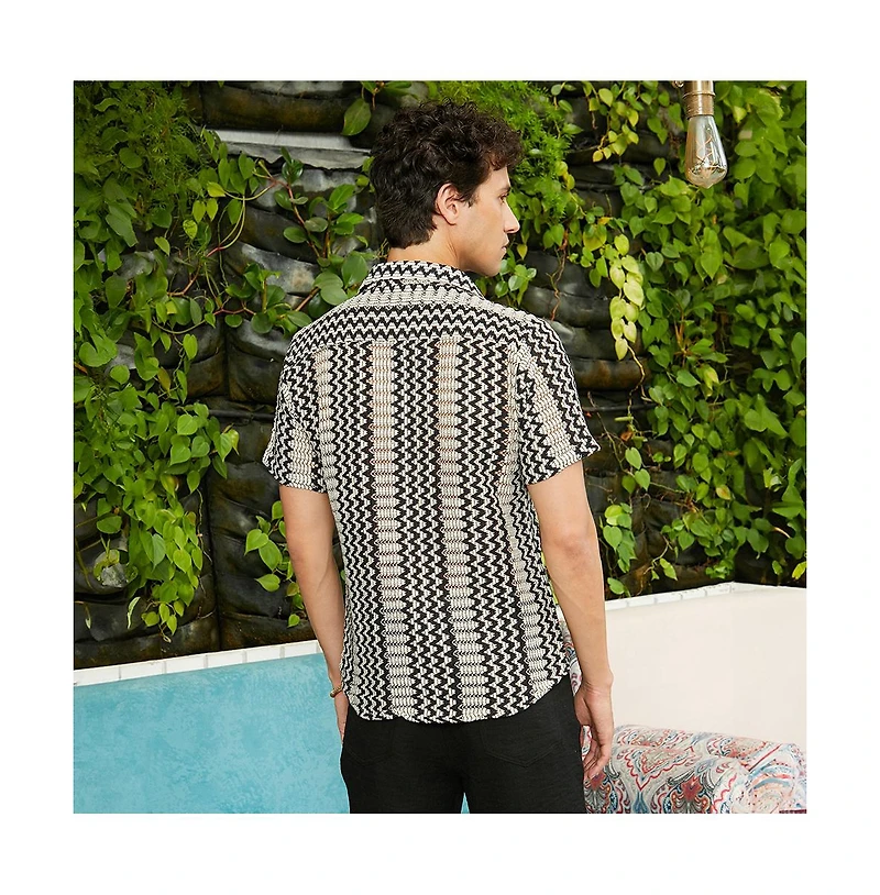 Campus Sutra Men's Zigzag-Knit Shirt