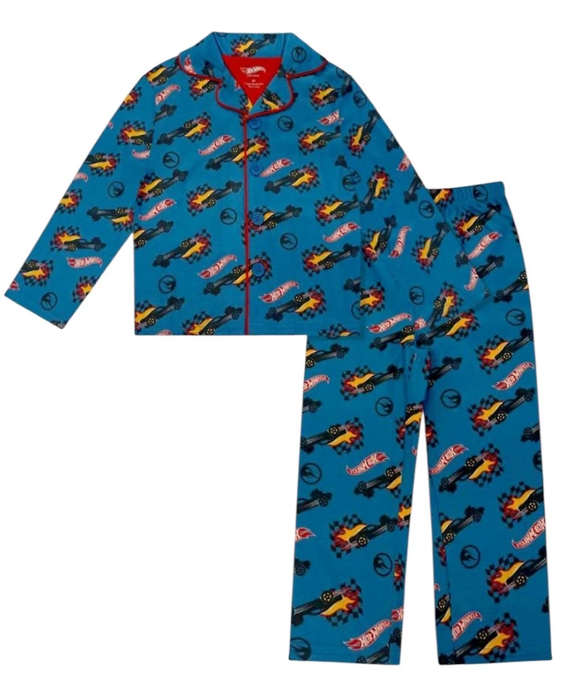 Hot Wheels Little and Big Boys 2-Piece Car Print Pajama Set