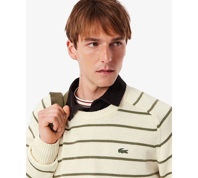 Lacoste Men's Striped 3D Crewneck Sweater