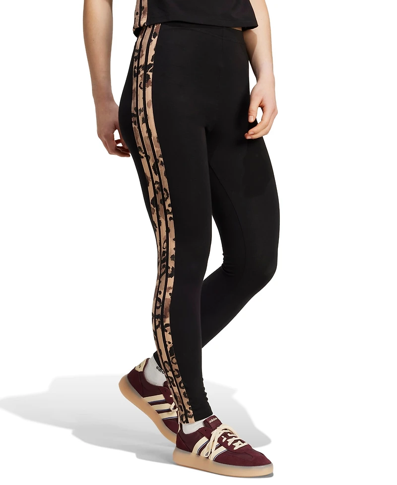 adidas Women's Leopard-Print Cotton-Blend High-Rise Leggings
