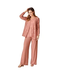 Woman Within Women's Plus 3-Piece Lace Jacket/Tank/Pant Set