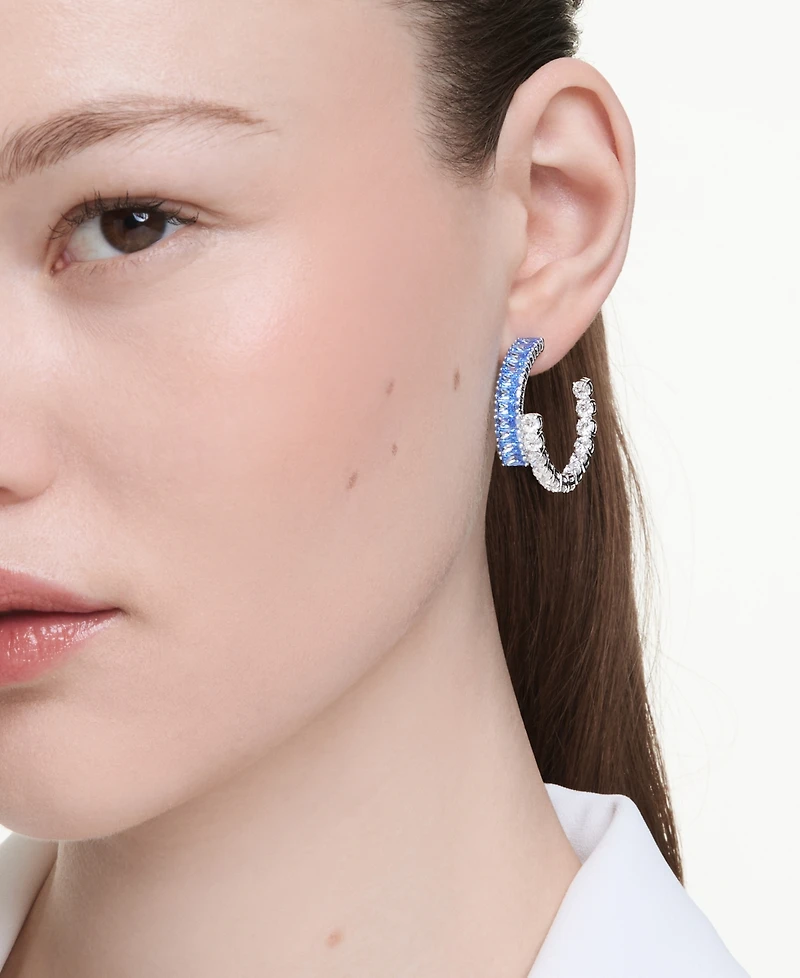 Swarovski Matrix Rhodium Plated Hoop Earrings