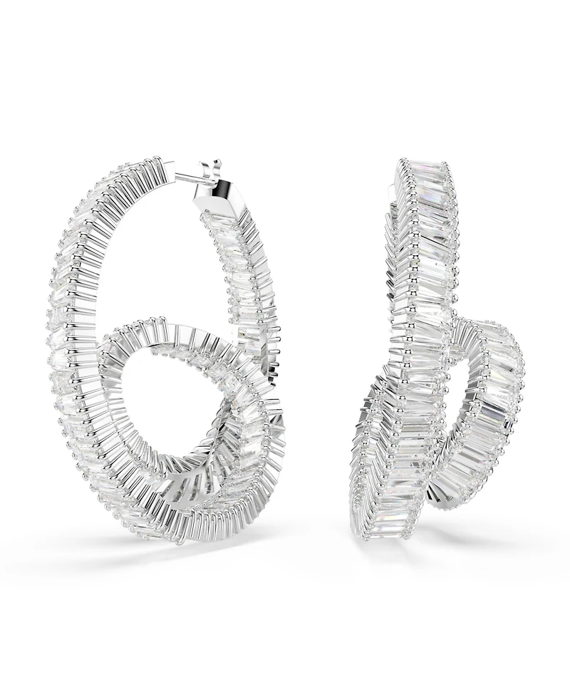 Swarovski Matrix Rhodium Plated Hoop Earrings