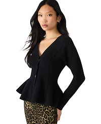 Steve Madden Women's Courtney V-Neck Peplum Sweater