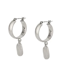 Robert Lee Morris Soho Antique Silver Heirloom Charms Disc Huggie Earrings