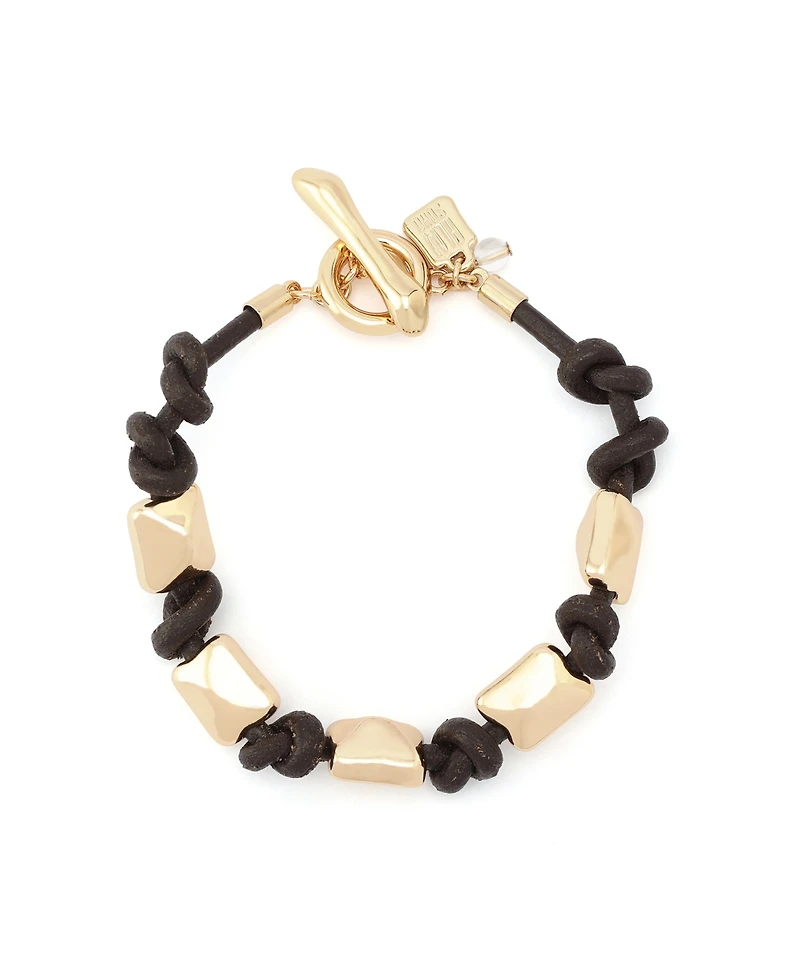 Robert Lee Morris Soho Gold Heirloom Charms Pyramid Woven Bracelet