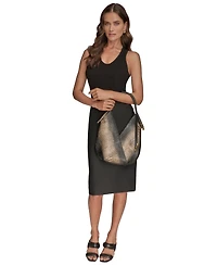 Donna Karan New York Women's Baldwin Metallic Croco Medium Shoulder Bag