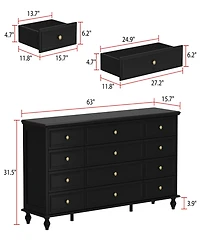 Homsee 12-Drawer Modern European Style Chest,Makeup Table,Dresser Cabinet