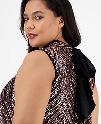 Robbie Bee Plus Sequin Bow-Back Sleeveless Shift Dress
