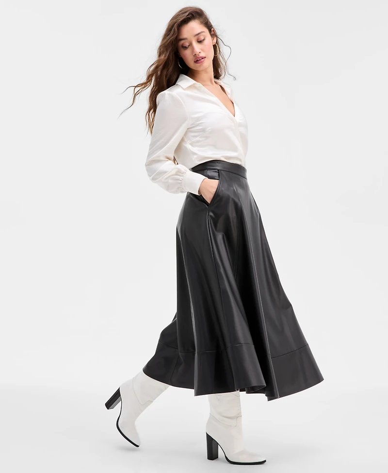 Guess Women's Delores Faux-Leather Circle Skirt