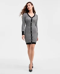 Guess Women's Josie Ribbed V-Neck Cardigan Dress
