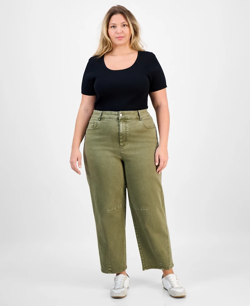 And Now This Trendy Plus High-Rise Barrel-Leg Jeans, Macy's Exclusive