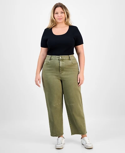 And Now This Trendy Plus High-Rise Barrel-Leg Jeans, Macy's Exclusive