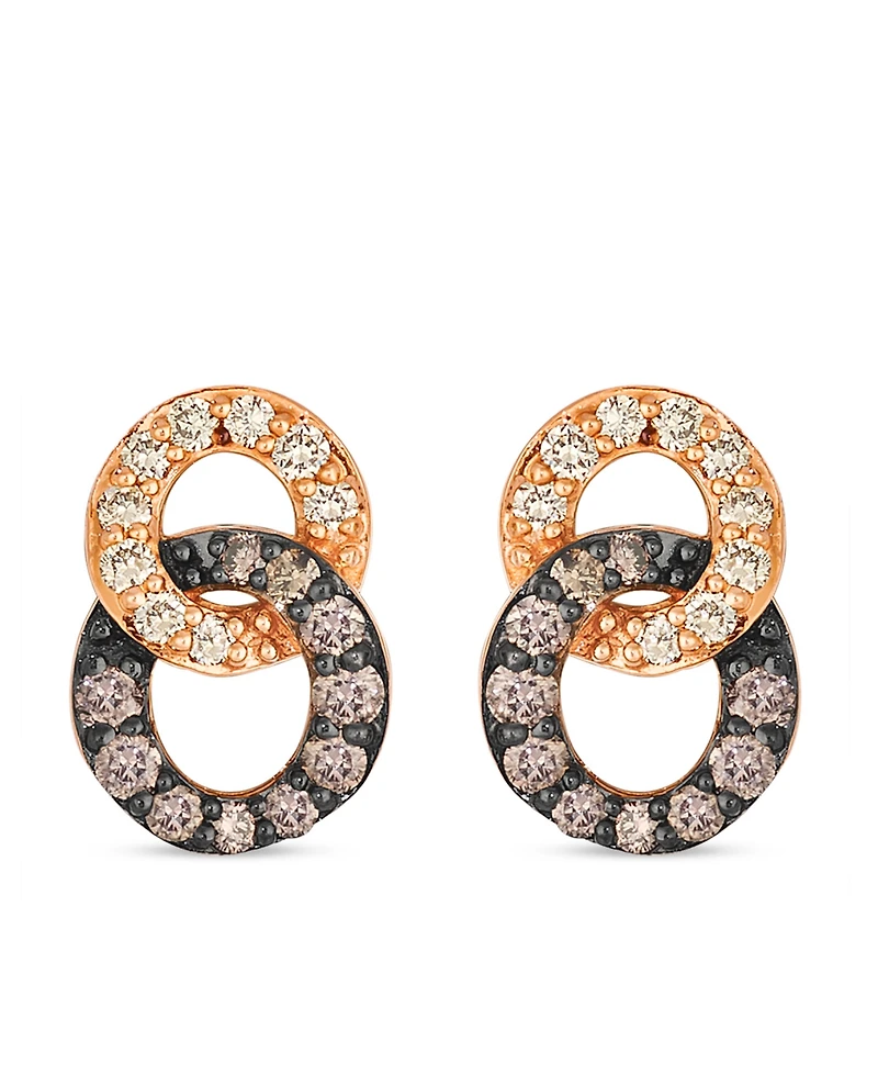 Le Vian Nude Diamond (0.15 ct. t.w.) and Chocolate Diamond ( 0.24 ct. t.w.) Earring in 14K Strawberry Gold