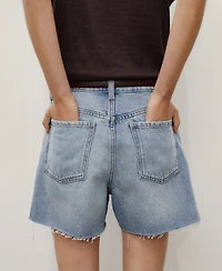 Mango Women's Frayed Hem Denim Shorts