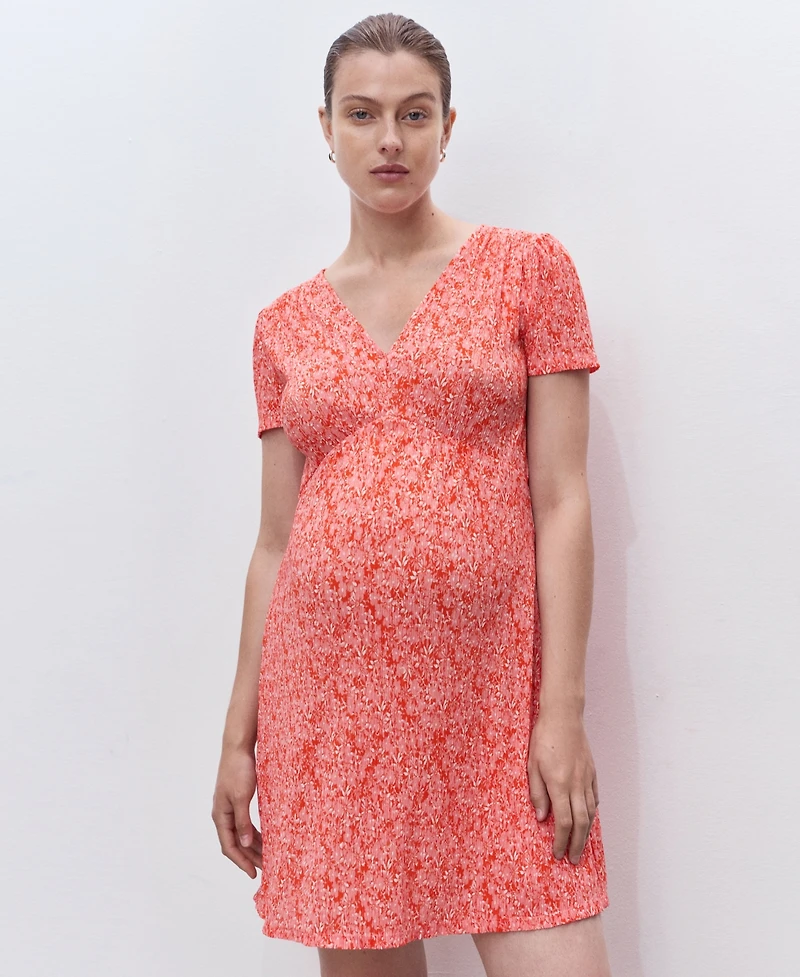 Mango Women's Short Floral Textured Dress