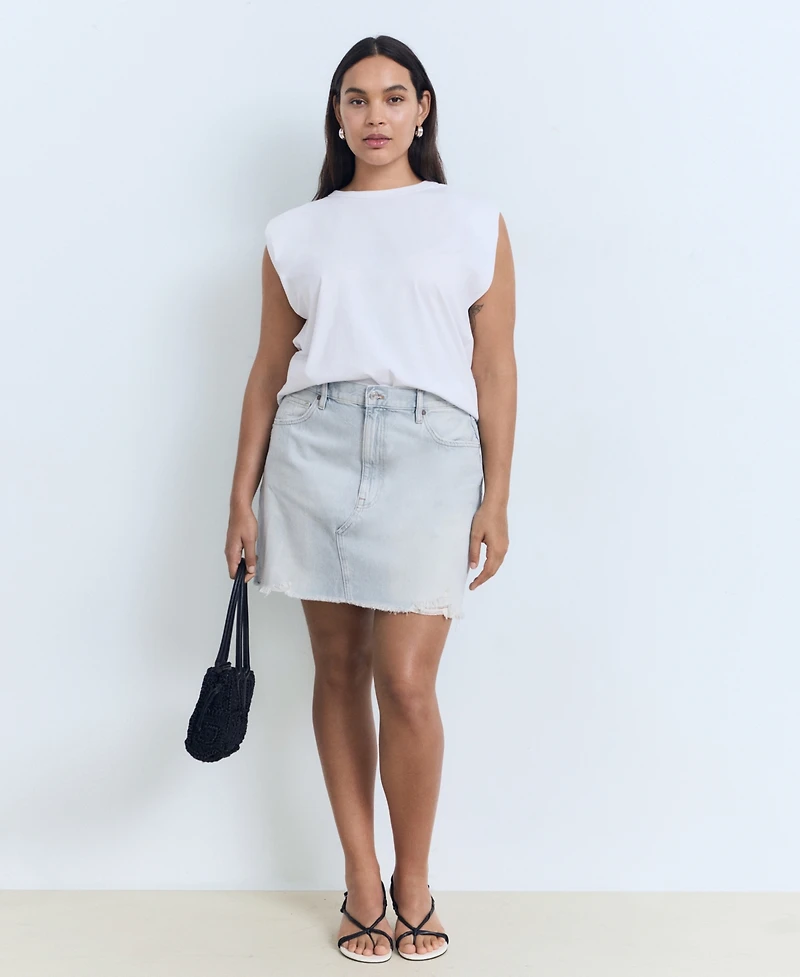 Mango Women's Frayed Hem Denim Skirt
