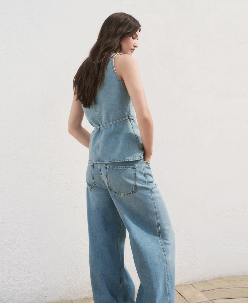 Mango Women's Buttoned Denim Gilet Jacket