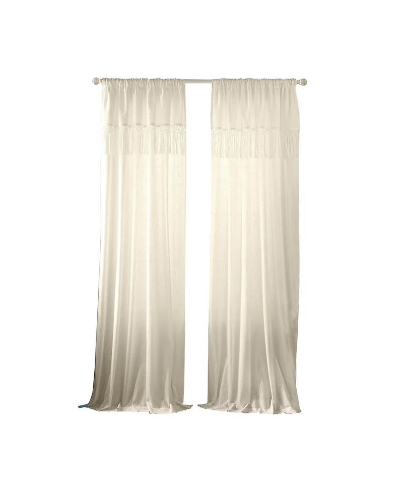 Elrene Home Fashions Calypso Macrame Tassel Semi Sheer Window Curtain