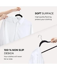 17.5 Inch Silver Hook Non-Slip Flocked Felt Hangers Beige 50 Pack