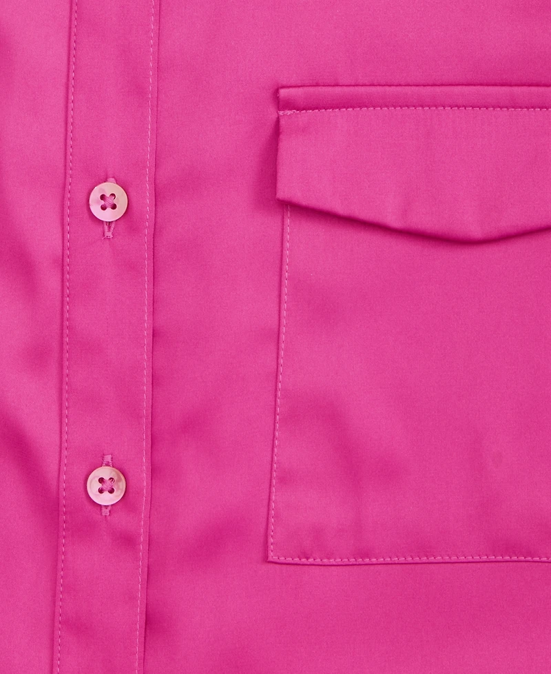 On 34th Women's Button-Front Long-Sleeve Satin Utility Shirt, Created for Macy's