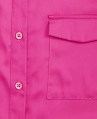 On 34th Women's Button-Front Long-Sleeve Satin Utility Shirt, Created for Macy's