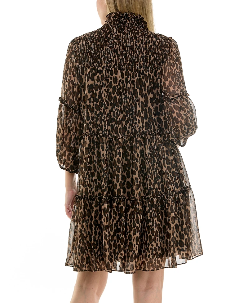 Taylor Women's Mock Neck Tiered A-Line Dress