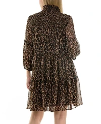 Taylor Women's Mock Neck Tiered A-Line Dress