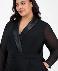 London Times Plus Tuxedo Jumpsuit