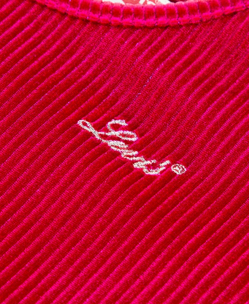 Levi's Toddler Girls 2-Piece Long Sleeve Top and Wide Pants Velour Set